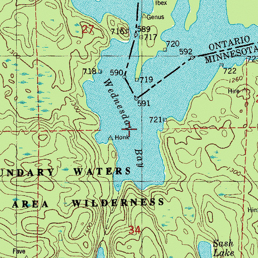 Topographic Map of Wednesday Bay, MN