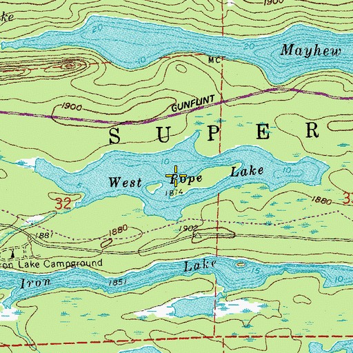 Topographic Map of West Pope Lake, MN