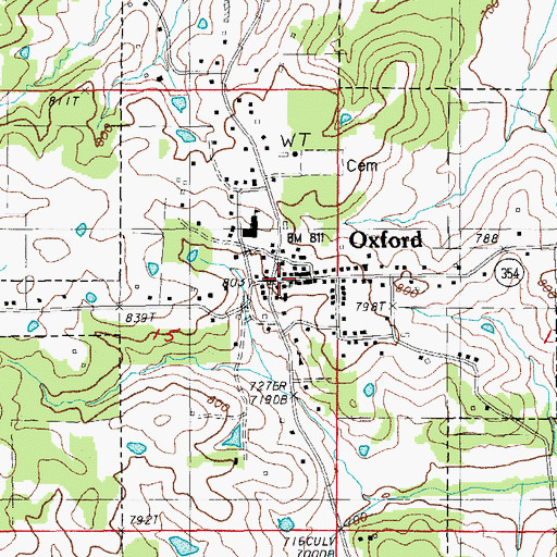 Topographic Map of Oxford United Methodist Church, AR