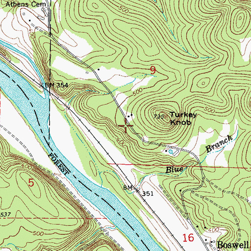 Topographic Map of Vest (historical), AR