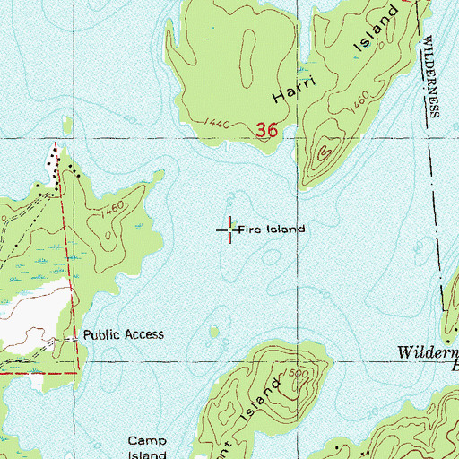 Topographic Map of Fire Island, MN