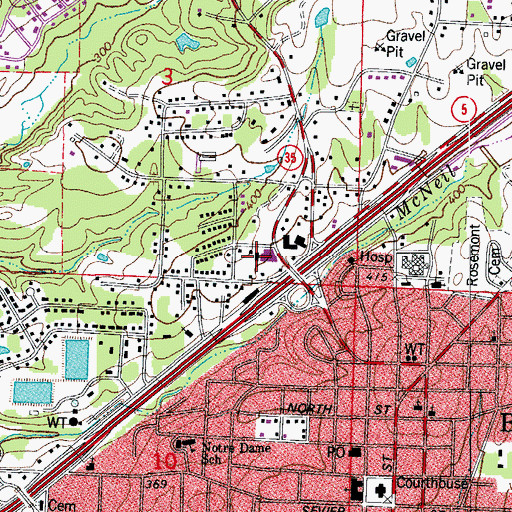 Topographic Map of Calvary Baptist Church, AR
