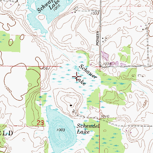 Topographic Map of Schauer Lake, MN