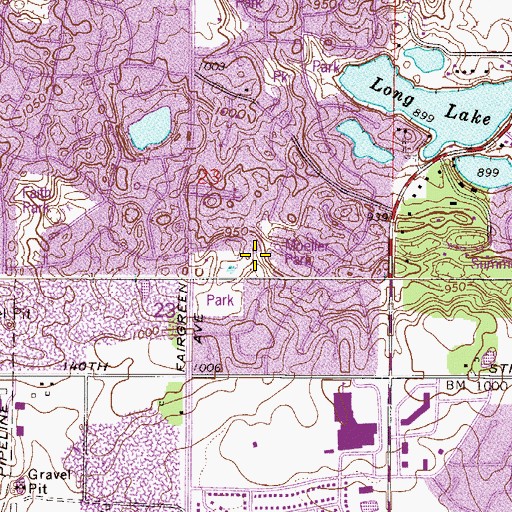 Topographic Map of Moeller Park, MN