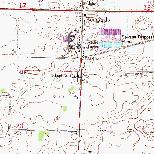 Topographic Map of School Number 104, MN