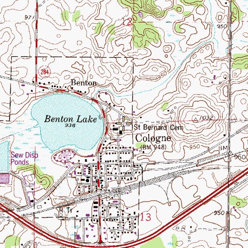 Topographic Map of Saint Bernard Cemetery, MN