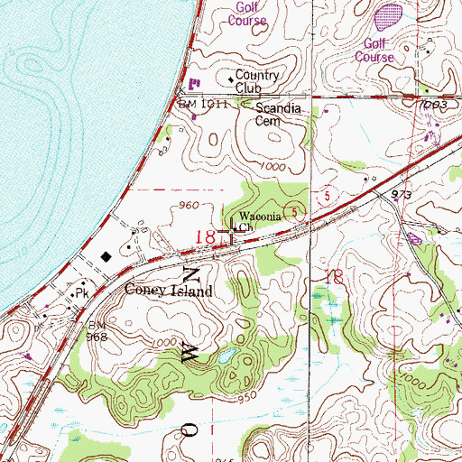 Topographic Map of Waconia Church, MN