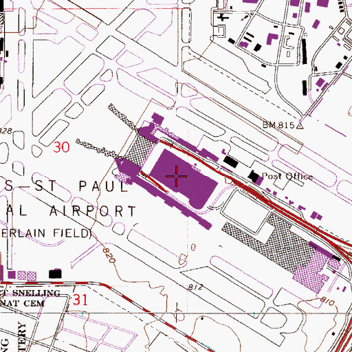 Topographic Map of Minneapolis-St Paul International Airport/Wold-Chamberlain, MN