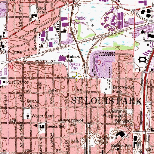 Topographic Map of Dakota Park, MN