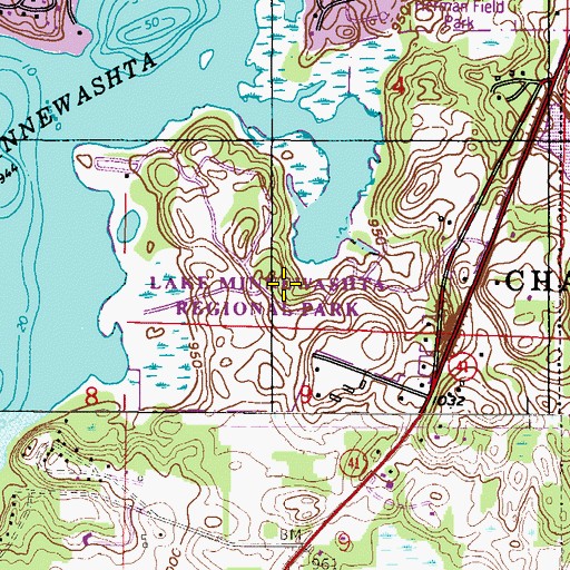 Topographic Map of Lake Minnewashta Regional Park, MN