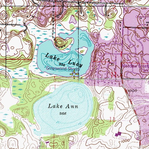 Topographic Map of Greenwood Shores Park, MN