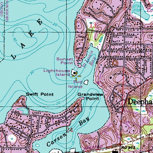 Topographic Map of Light-House Island, MN