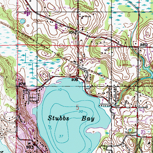 Topographic Map of Stubbs Bay, MN