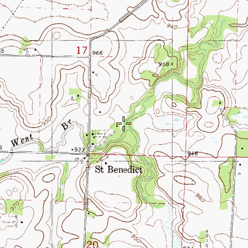Topographic Map of West Branch Raven Stream, MN