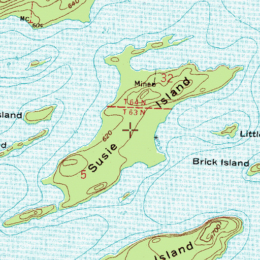 Topographic Map of Susie Island, MN