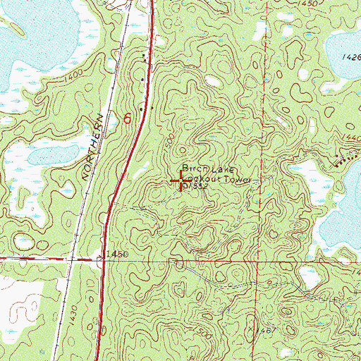 Topographic Map of Birch Lake Lookout Tower, MN