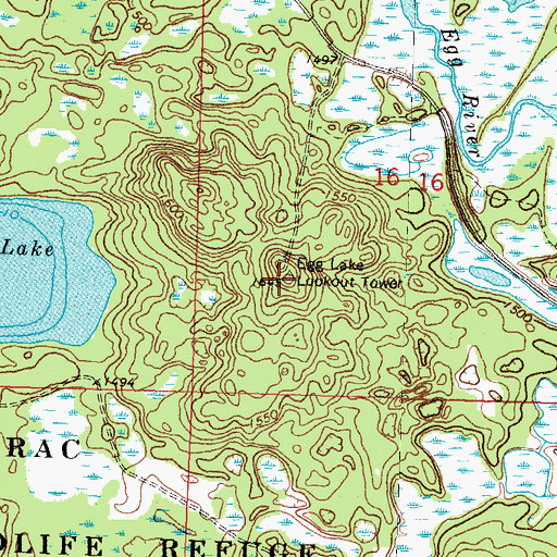 Topographic Map of Egg Lake Lookout Tower, MN