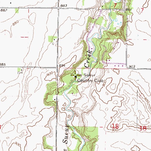 Topographic Map of Le Sueur Country Club, MN