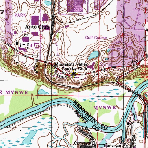 Topographic Map of Minnesota Valley Country Club, MN