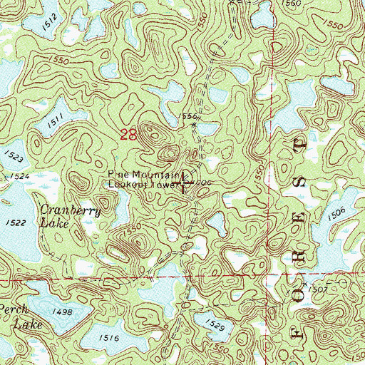 Topographic Map of Pine Mountain Lookout Tower, MN