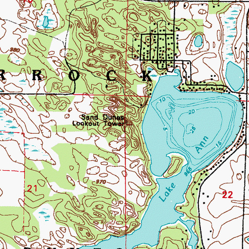 Topographic Map of Sand Dunes Lookout Tower, MN