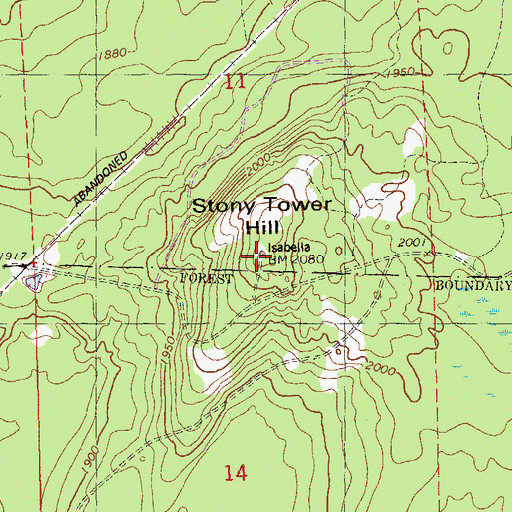 Topographic Map of Stony Lookout Tower, MN