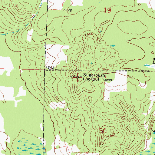 Topographic Map of Sugarbush Lookout Tower, MN