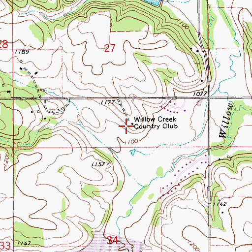 Topographic Map of Willow Creek Country Club, MN