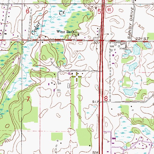 Topographic Map of Harry-Walt Airport, MN