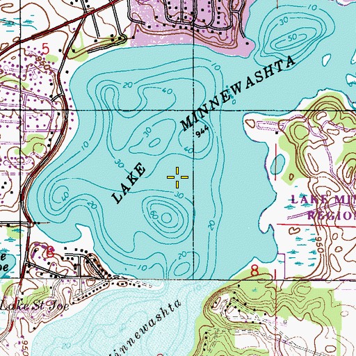 Topographic Map of Lake Minnewashta Seaplane Base, MN