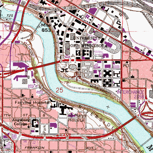 Topographic Map of University of Minnesota Hospitals and Clinics Heliport, MN