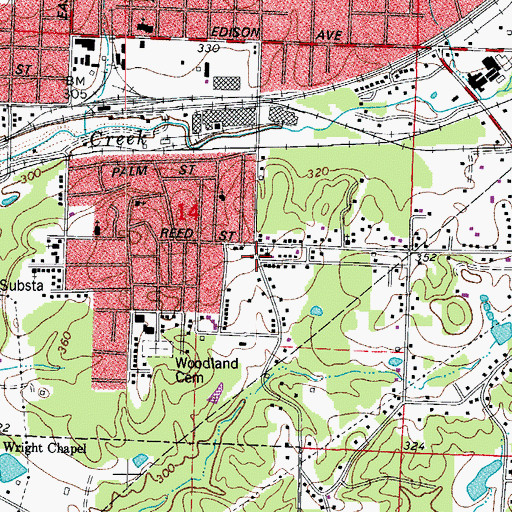 Topographic Map of Ridgecrest Baptist Church, AR