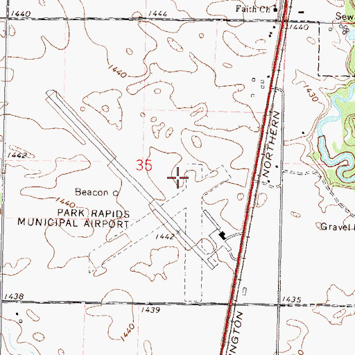 Topographic Map of Park Rapids Municipal Airport-Konshok Field, MN