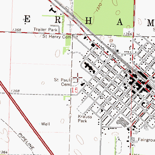 Topographic Map of Perham Memorial Hospital Heliport, MN