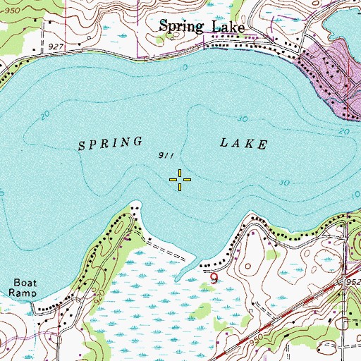 Topographic Map of Martys Tranquility Base Seaplane Base, MN