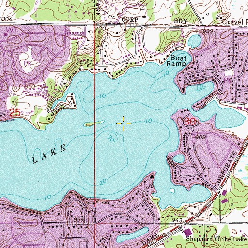 Topographic Map of Valines Landing Seaplane Base, MN