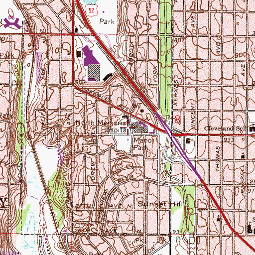 Topographic Map of North Memorial Heliport, MN