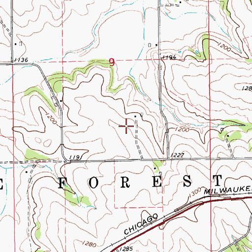 Topographic Map of Deters Farms Airport, MN