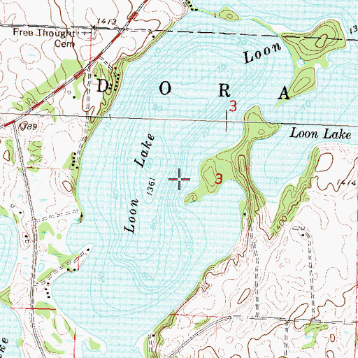 Topographic Map of Krueger Loon Lake Seaplane Base, MN