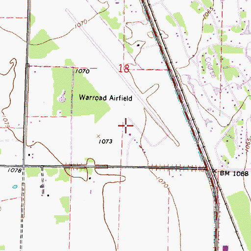 Topographic Map of Warroad International Memorial Airport, MN