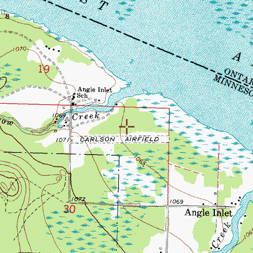 Topographic Map of Northwest Angle Airport, MN
