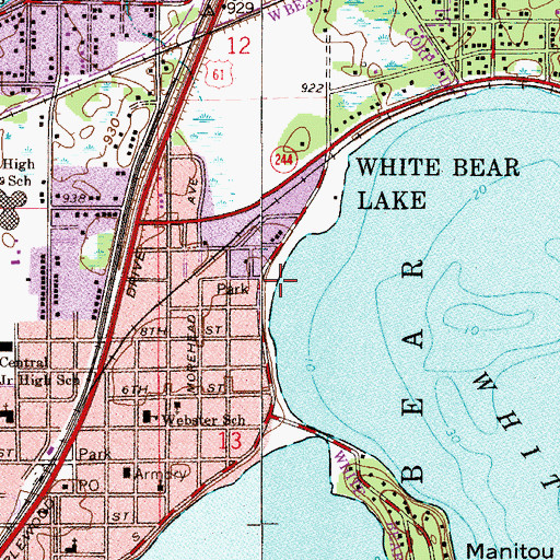 Topographic Map of White Bear Lake Seaplane Base, MN