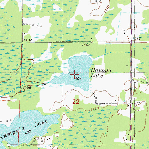 Topographic Map of Hautala Lake, MN