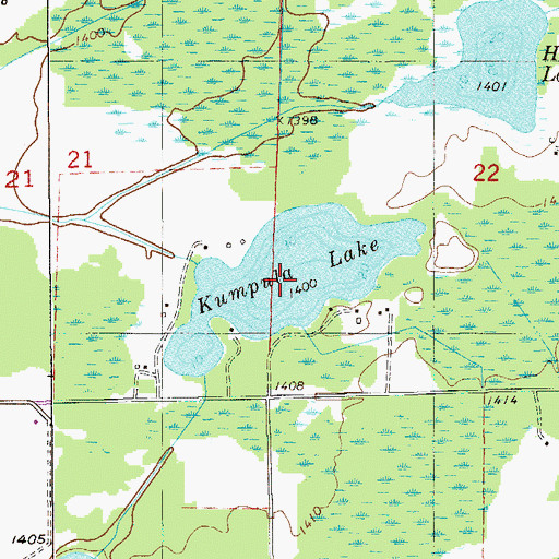 Topographic Map of Kumpula Lake, MN