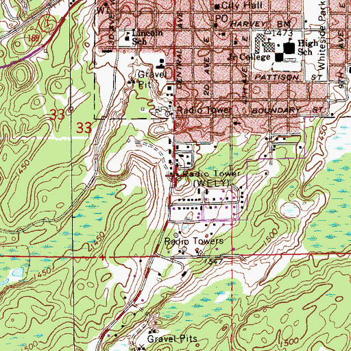 Topographic Map of WELY-AM (Ely), MN