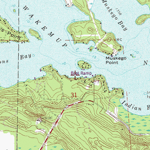 Topographic Map of Barnes Seaplane Base, MN