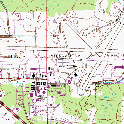 Topographic Map of Duluth International Airport, MN