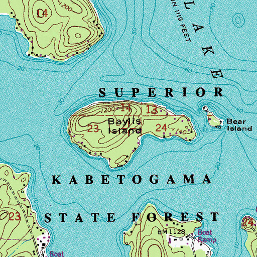 Topographic Map of Baylis Island, MN