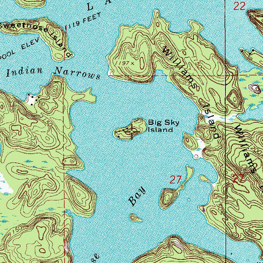 Topographic Map of Big Sky Island, MN