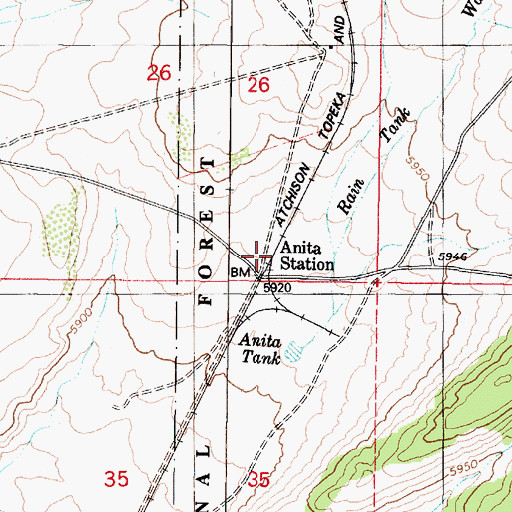 Topographic Map of Anita Station, AZ